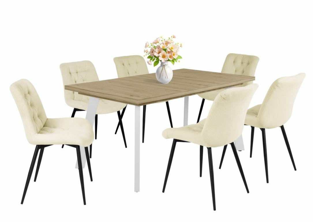 Korina étkezőgarnitúra Linett asztallal, 6 személyes (DIV) (BNY)