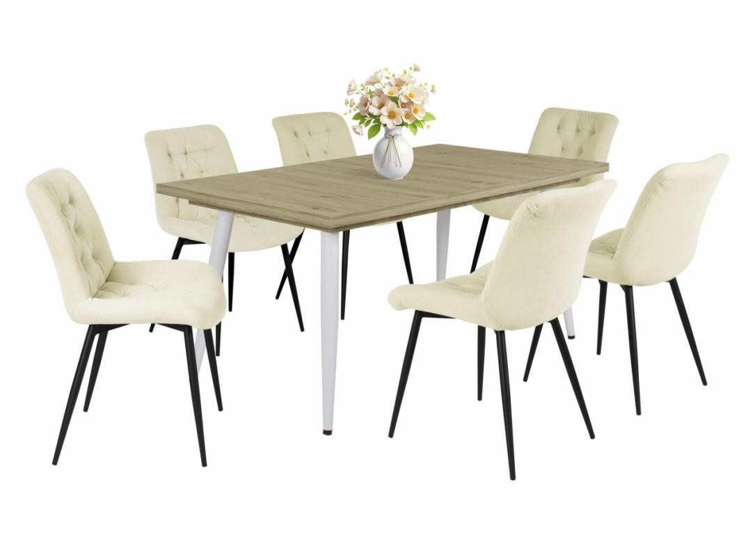 Korina étkezőgarnitúra Alaska asztallal, 6 személyes (DIV) (BNY)