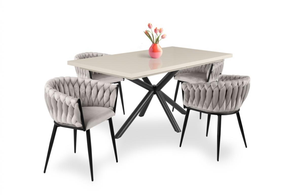 Deluxe étkezőgarnitúra Magasfényű Suzy asztallal, 4 személyes (DIV) (BNY)