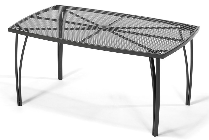 ROJAPLAST ZWMT-24 fém kerti asztal napernyőlyukkal, 150 x 90 x 71 cm - fekete () (RP)